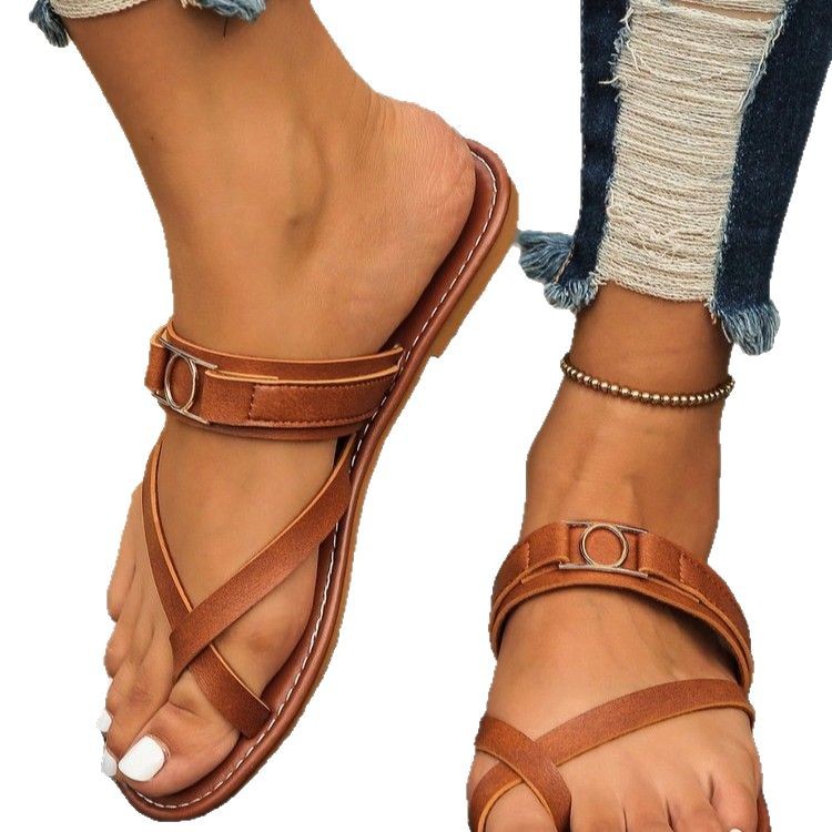 Summer Women's Large Size Flat Shoes Fashion Korean Sandals Roman Style Beach Shoes_vogvips.com