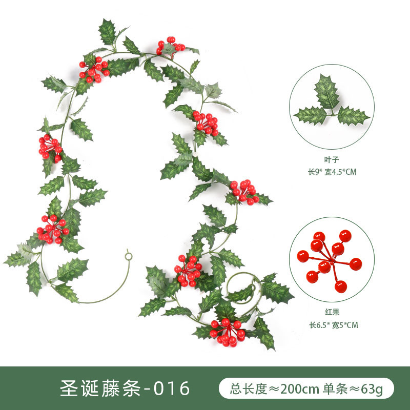 Vid de simulación Amazon ambiente navideño decoración del hogar fabricante fruta roja ratán de simulación ratán navideño