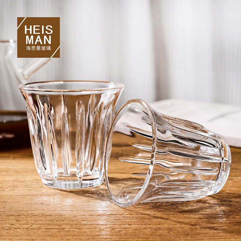 海思曼ins風豎條紋玻璃杯美式拿鐵咖啡杯加厚水杯冷飲果汁杯批發