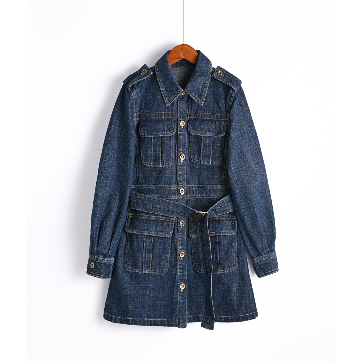 Clearance Price: High-End French-Style Denim Jacket, Trendy and Modern New Long-Sleeve Dress 907