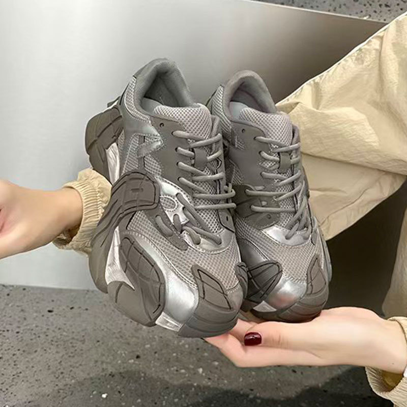 European Octopus Dad Shoes 2025 Autumn/Winter Mesh Breathable Thick-Soled Casual Shoes Genuine Leather Sneakers Women's Shoes