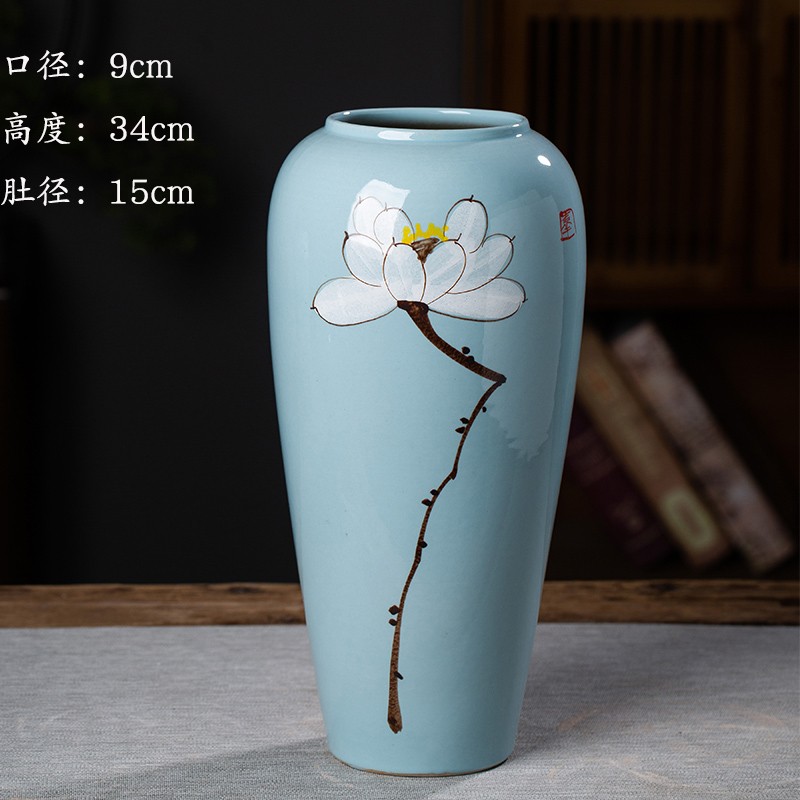 Jingdezhen nuevo jarrón de cerámica china planta maceta de flores de cerámica vintage flor seca sala de estar decoración moderna simple estricta