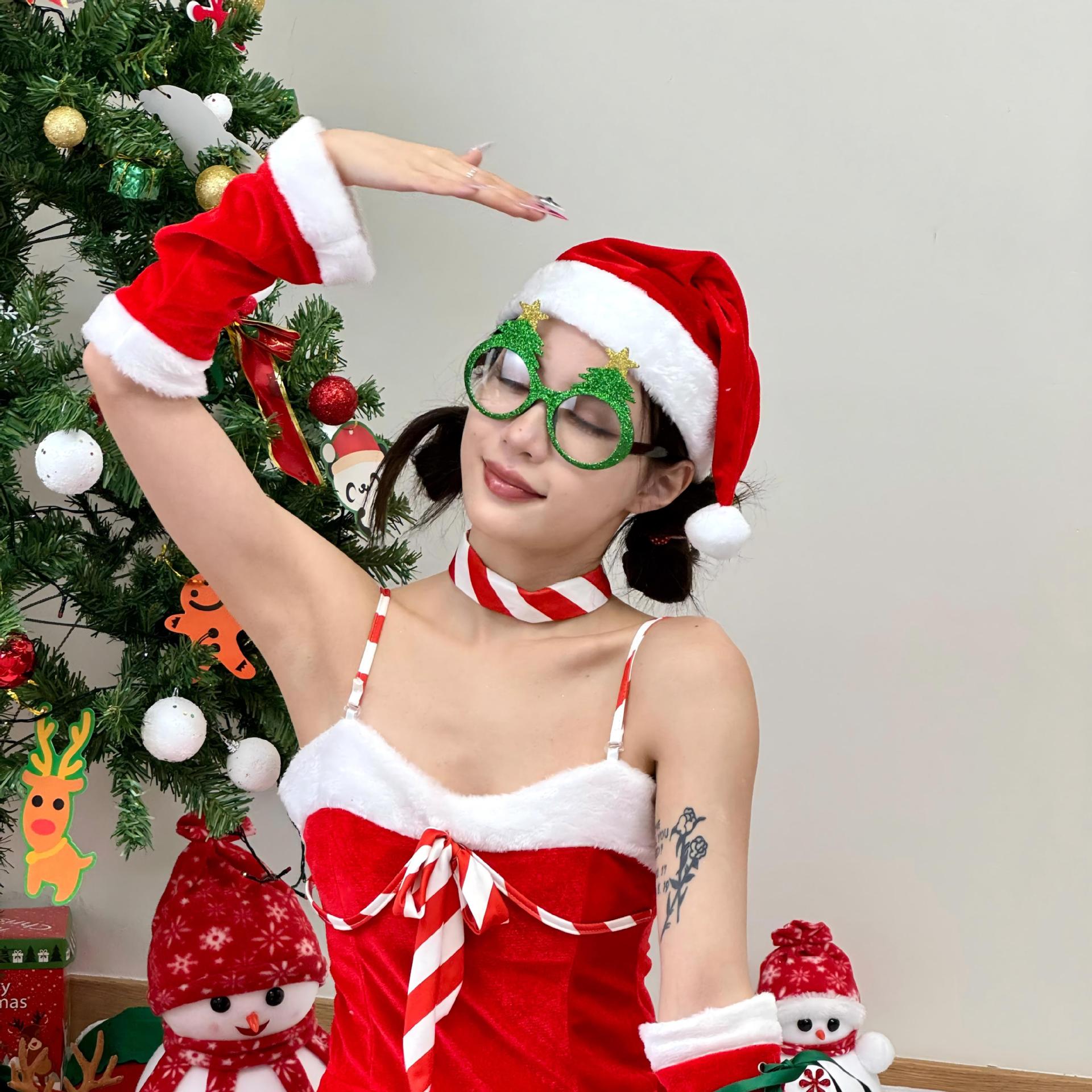 Gafas de Fiesta de Árbol de Navidad de PC Decorativas con Purpurina