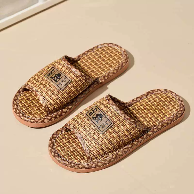 Трансграничные летние новые тапки из ротанга поглощающие пот, дышащие и не липкие ноги дома тихая пара крытое пол холодные тапочки
