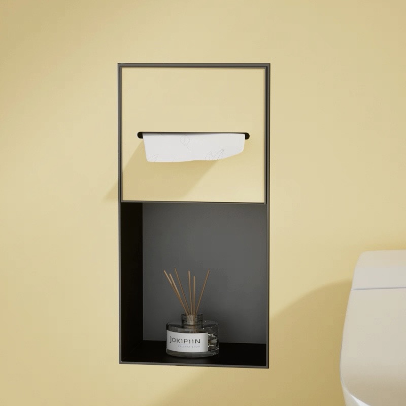 304 de acero inoxidable cubo de basura oculto caja de toallas nicho inodoro gabinete de metal incrustado se puede personalizar