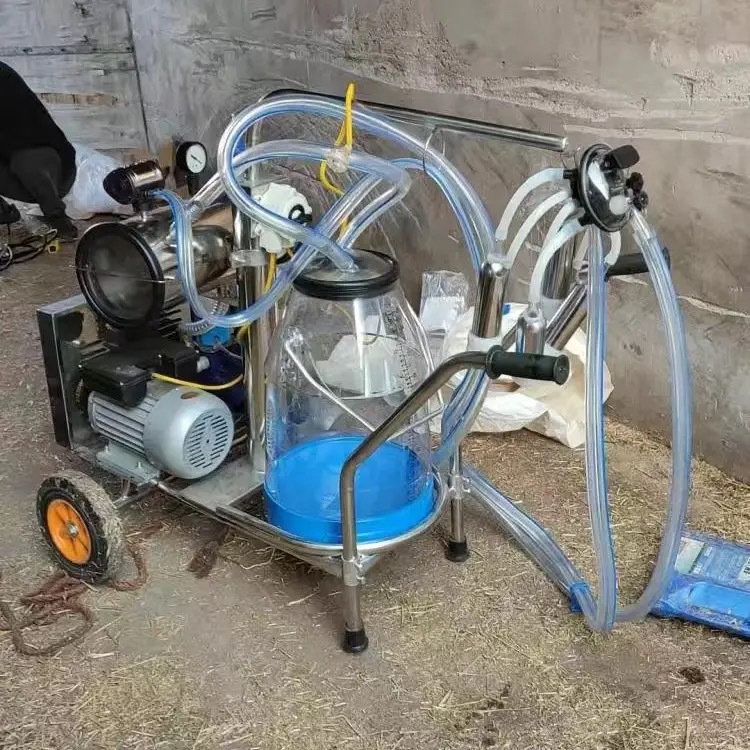 Máquina de ordeño tipo bomba de vacío móvil tipo pistón de cuatro extremos máquina de ordeño de succión de leche equipo de cría para vacas, ovejas y camellos