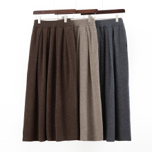 工厂批发新款秋冬平面打折羊毛裙中长款半身裙女高腰宽松百搭羊绒