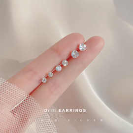 925银针简约气质单颗锆石耳钉耳棍睡觉免摘多规格耳针耳环套装