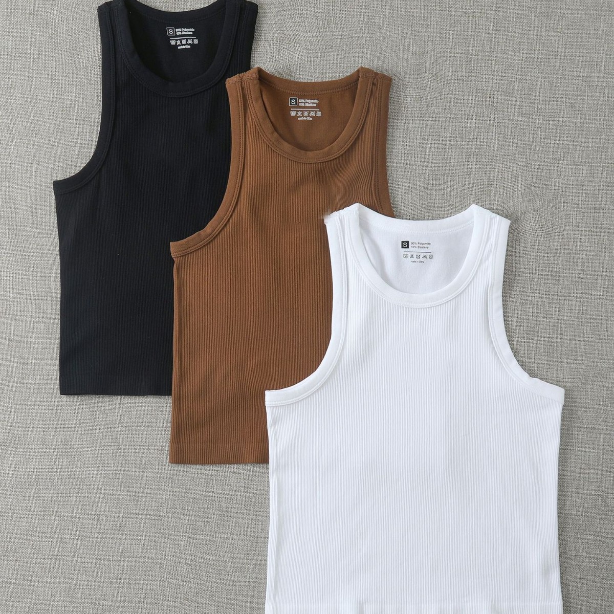 Geribbelde gebreide tanktop voor dames – Nauwsluitende, lange camisole om te combineren met andere kledingstukken (3 neutrale kleuren) – Lichtgewicht en veelzijdig_voghion.com