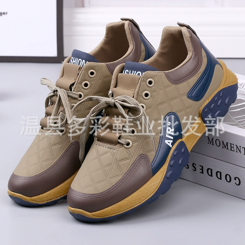 Мужские весенне-осенние новые кожаные ботинки легкие беговые кроссовки кроссовки на толстой подошве кроссовки повседневные