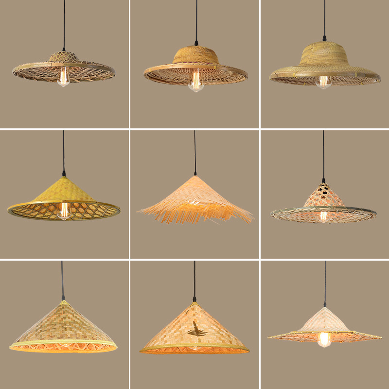 Bamboo Straw Hat, Conical Hat, Chandelier, B&B, Zen Tea Room, Hot Pot Restaurant, Personalized Creative Restaurant, Chinese Bamboo Art Lamp