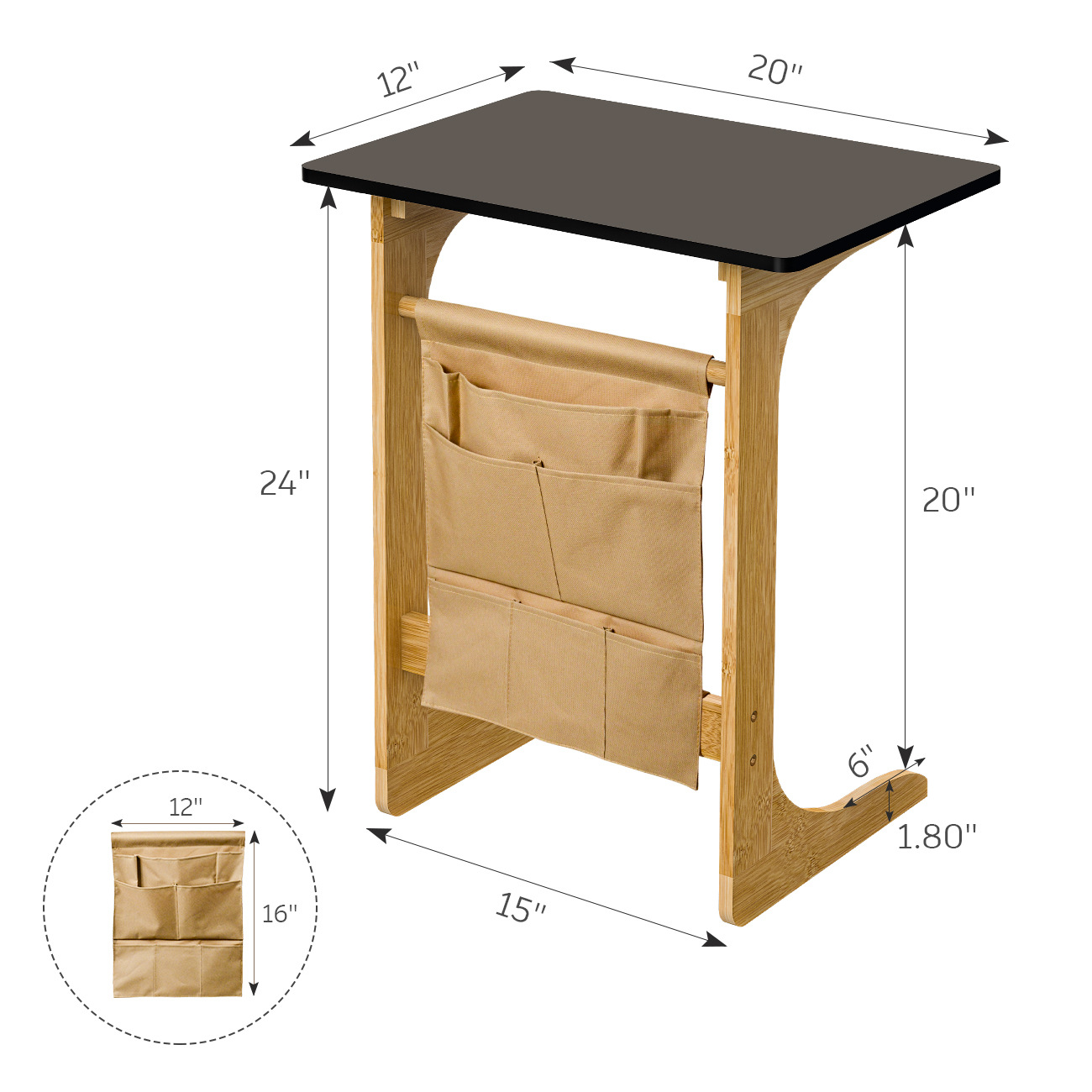 Mesa auxiliar de sofá minimalista moderna, mesa de té de madera maciza, escritorio, mesa pequeña, mesa plegable de oficina junto a la cama, multifuncional
