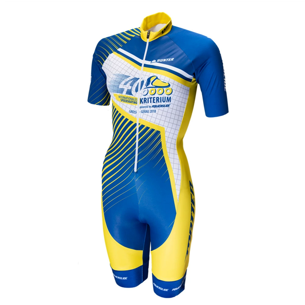 Кroupers? Нам нужно перевод: Powersline roller skating suit quick-drying breathable summer short-sleeved straight-wheel onesie triathlon clothing without pads