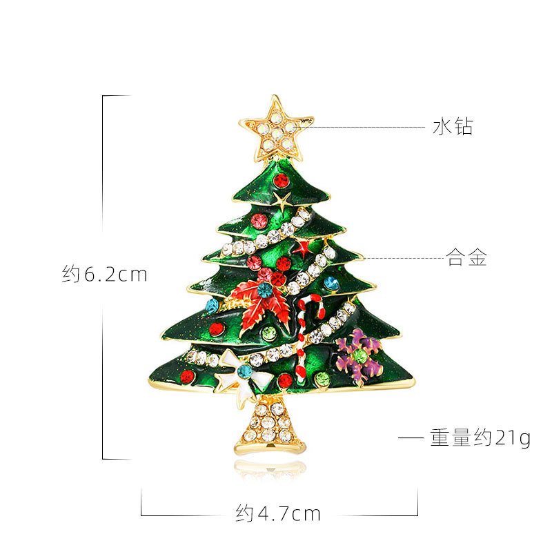 Europa y los Estados Unidos Navidad transfronteriza venta caliente diamante broche de árbol de Navidad personalidad chaqueta broche de flores accesorios de ropa regalo