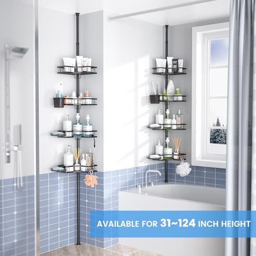 Cross-Border Multi-Layer Bathroom Storage Rack, No-Drill, Extendable Corner Storage Shelf for Bathroom and Shower Room