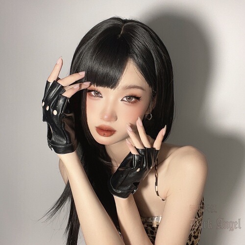 Dark JK gloves for women, punk functional style, half-fingered leather, winter satin surface, lo cool cosplay military LOLITA half-sleeve covers
