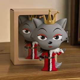 呆呆灰太狼手办公仔红太狼桌面摆件可爱创意玩偶装饰送礼物情侣款