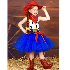Woody plays the role of a kids' TUTU dress—performance gown, export-quality denim dress for little girls
