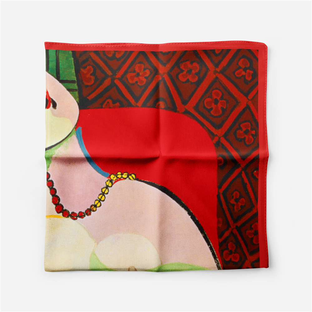 53cm Oil Painting Series Picasso Dream Lady Twill Decorative Small Square Scarf display picture 3