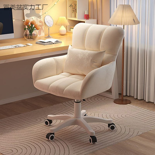 Computer Chair Home College Student Dormitory Study Seat Comfortable Sedentary Girls Makeup Chair Bedroom Backrest Swivel Chair