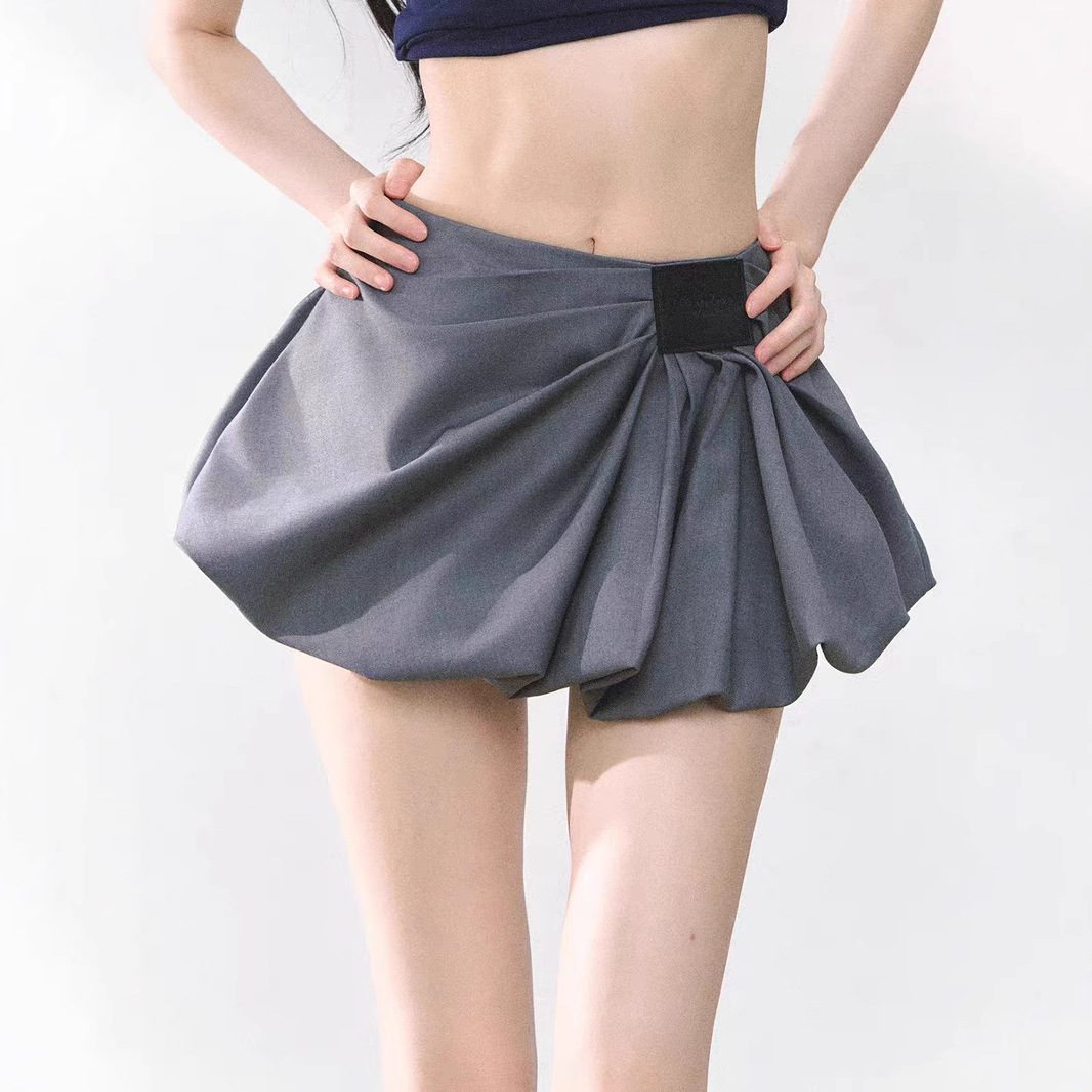 Shao Ye Eye Flower Leg Essence アメリカンホットガールスカート レディース 夏 ハイウエスト Aライン スリムスカート グレーペチコート