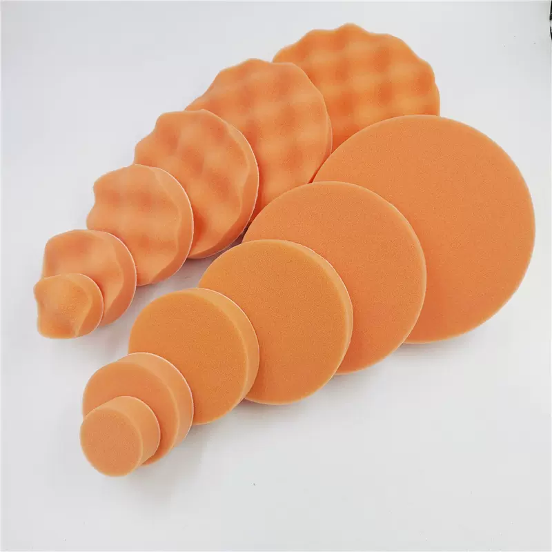 汽车抛光单个橙色海绵球多种尺寸打蜡平面波浪海绵抛光盘厂家直供