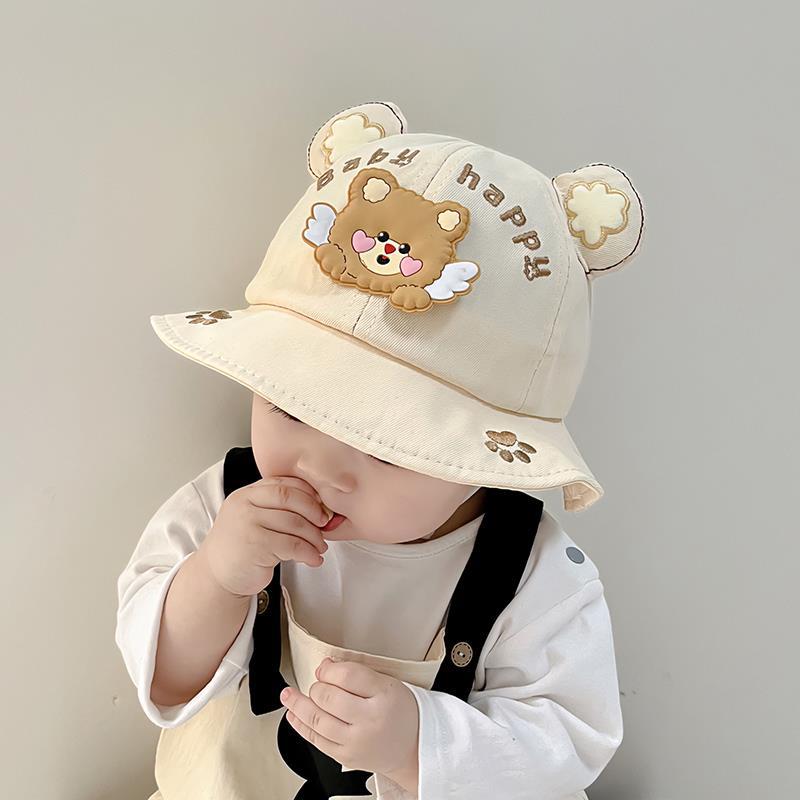 2025 nuevo sombrero de pescador de oso de primavera y otoño lindo niño niña todo fósforo sombra bebé sombrero para el sol estilo fino de verano