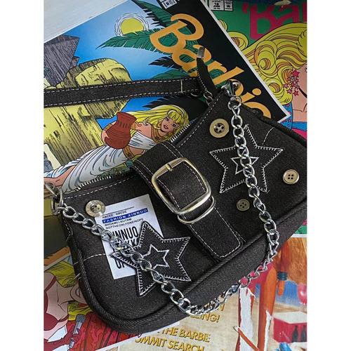 High-end retro denim chain armpit bag y2k millennium hottie small bag women  new versatile crossbody bag