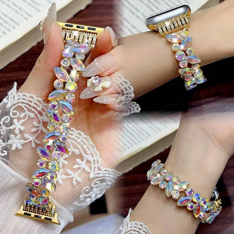 Suitable for Apple Apple Smart Watch Strap European and American Fashion Inlaid Rhinestone Bracelet Bracelet Cross-border Explosions