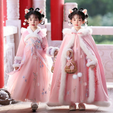 儿童国风唐装连衣裙冬装汉服女童加厚拜年服小女孩公主裙过年服装