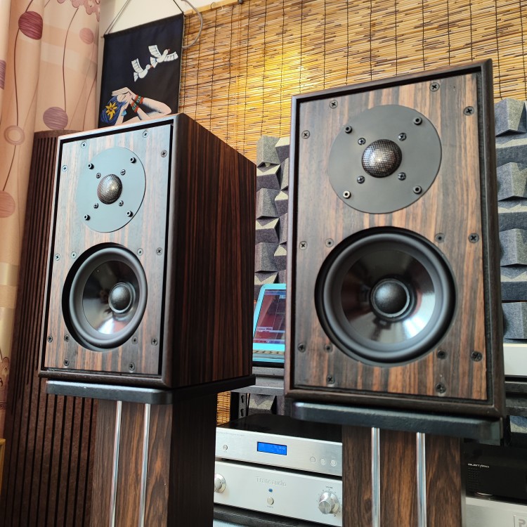 Hifi Bookshelf Speakers after the Rain P3 Replica Version Made of Birch Plywood Solid Wood Leather