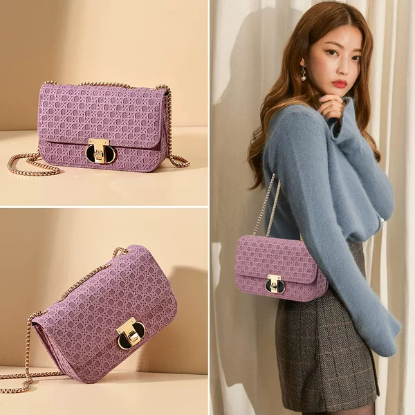 Special for Foreign Trade Small Bag Women's 2024 New Style Woven Fashion Chain Shoulder Underarm Bag All-match Crossbody Small Square Bag