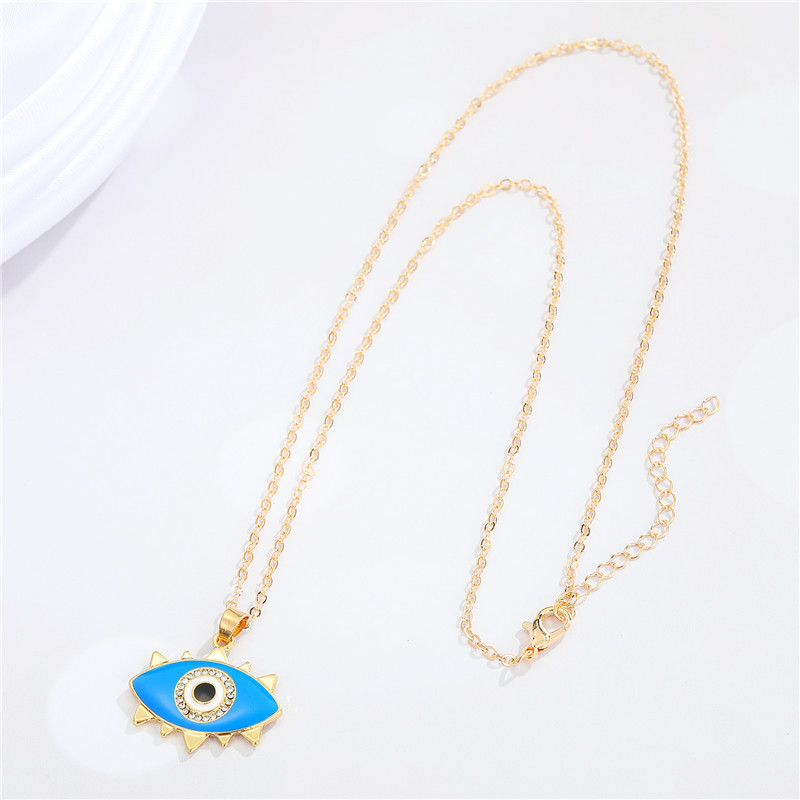 retro Turkey blue eyes oil dripping palm pendant necklace wholesale Nihaojewelrypicture6