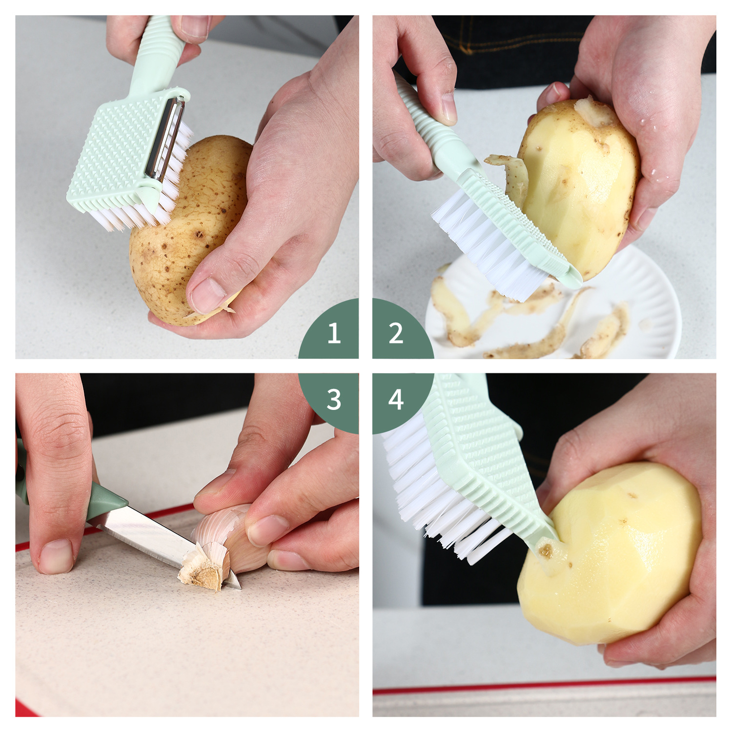 3-in-1 Fruit Peeler with Brush