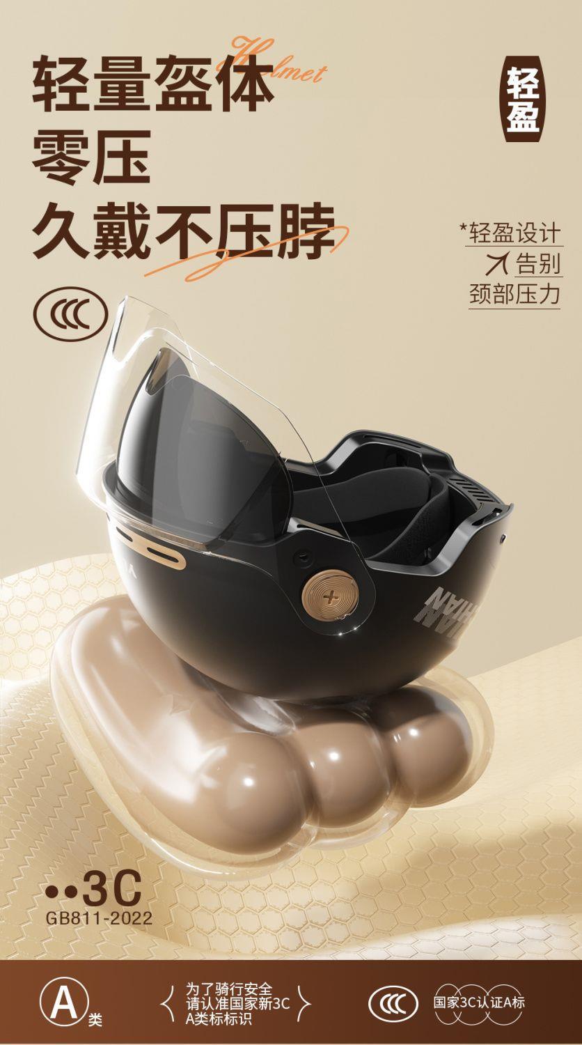 National Standard Certified Class a Electric Vehicle Helmet for Men, Summer Sun Protection, All-Season Universal Half Helmet for Motorcycles and Electric Bikes