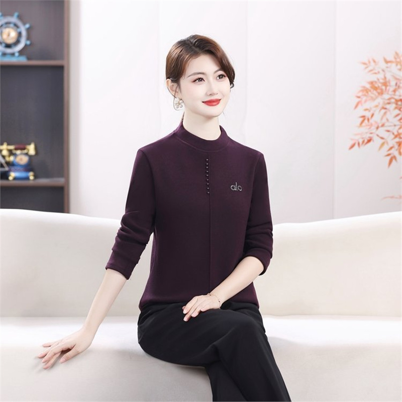 一件代发2025秋冬新款加绒加厚时尚打底长袖T恤大码减龄上衣女装
