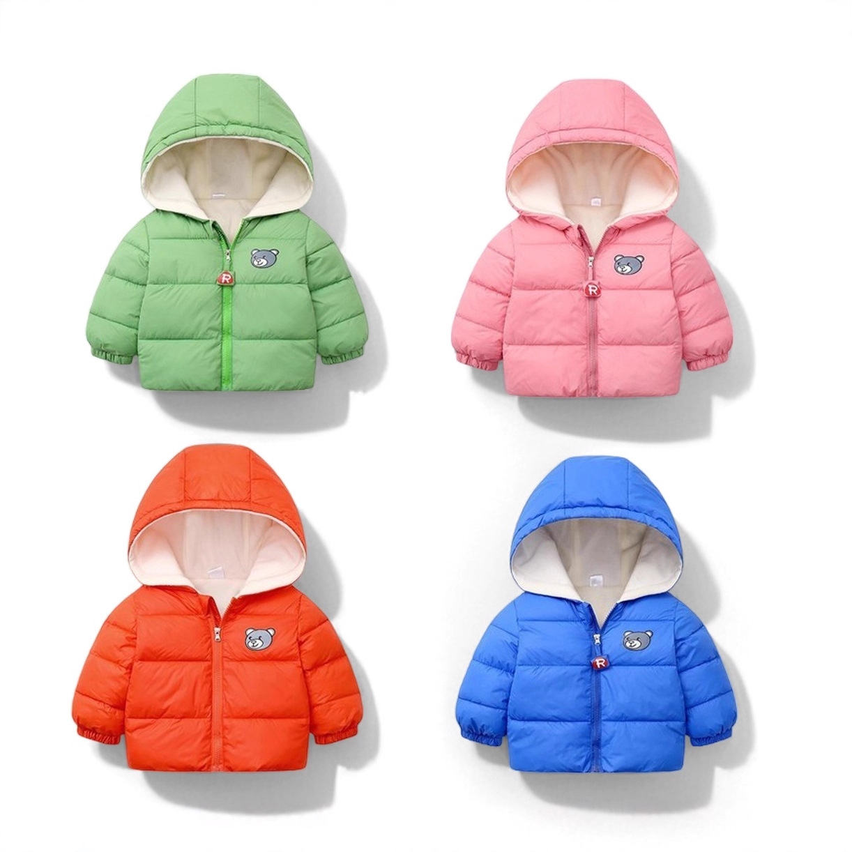 2024 nueva ropa para niños chaqueta de algodón de plumón para niños más chaqueta con capucha de dibujos animados gruesa de terciopelo para bebés niños y niñas ropa de invierno