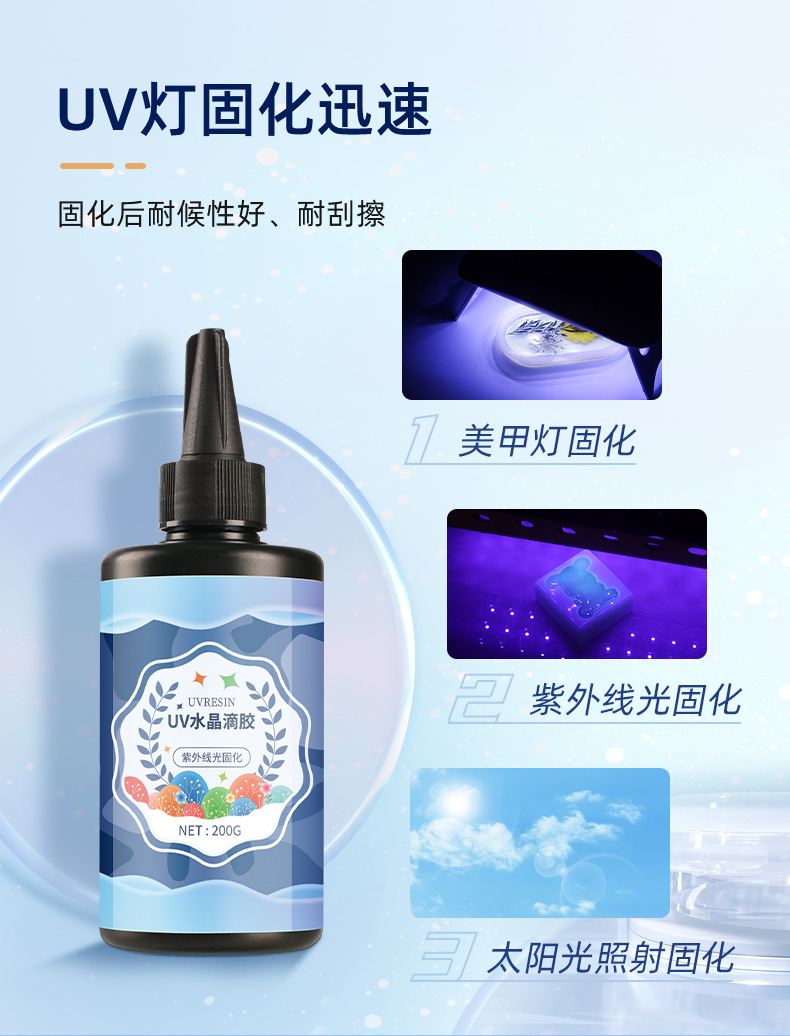 uv水晶滴胶高透明耐黄变环氧树脂手工diy食玩胶水紫外线固化滴胶-阿里巴巴