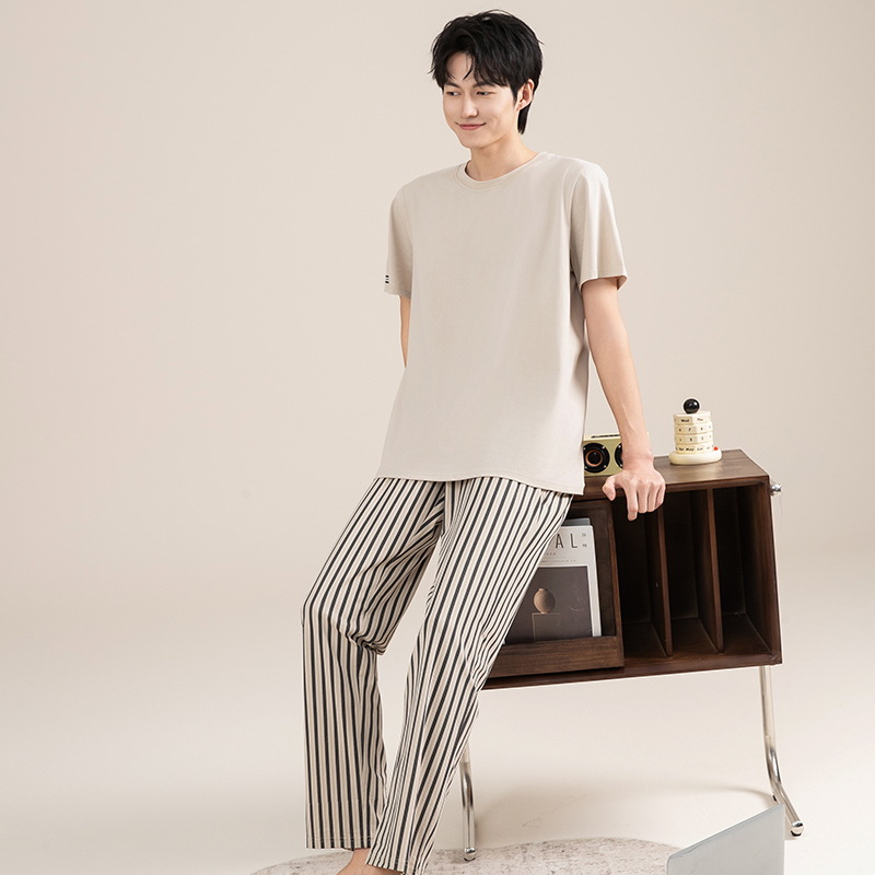 Pijamas de verano de algodón para hombres pantalones de manga corta delgados 2025 nuevo algodón de verano chaqueta se puede usar en casa