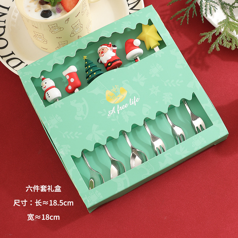国境を越えた対外貿易304ステンレスクリスマス公仔フォークスプーンセットコーヒーもちスイーツ漫画ギフトボックス食器|undefined