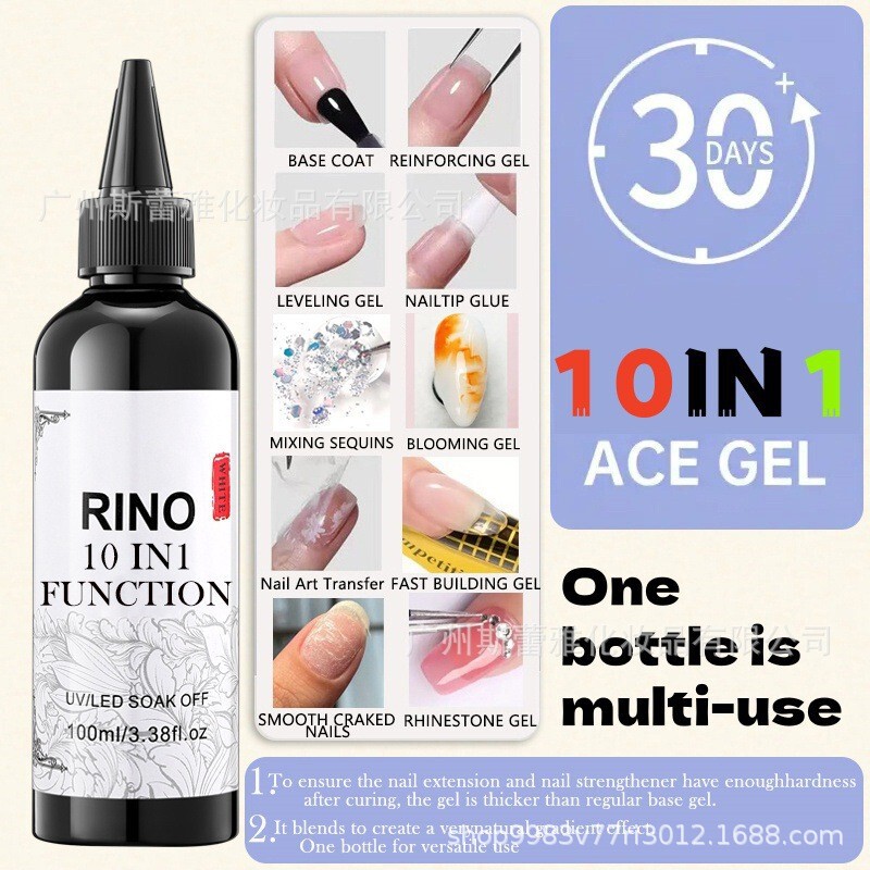 Cross-Border Hot Selling Large-Capacity 10-in-1 Multi-Functional Gel Nail Patch Construction Extension Transfer Mixing and Reinforcement Base Glue