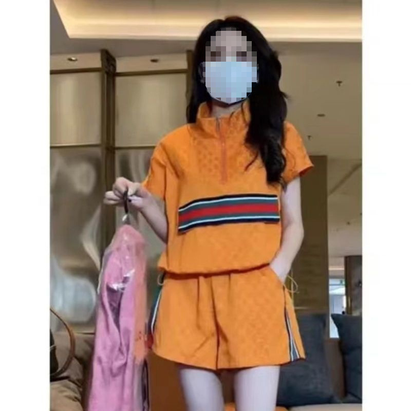 シングル/セットアイスシルクサマーカジュアルスポーツスーツレディーストレンディレトロ多用途外国風ママ服年齢軽減2点セット|undefined