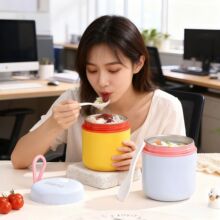 不锈钢高颜值保温杯上班族学生儿童早餐餐具勺子水杯轻奢高级感