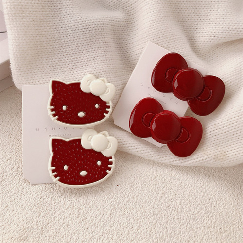 Encore red cute sweet cat hair clip bow girl headdress bangs side clip hair card hair accessories hair clip