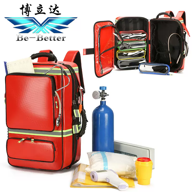 防水大容量加厚放置2L氧气瓶急救箱拉杆医疗包