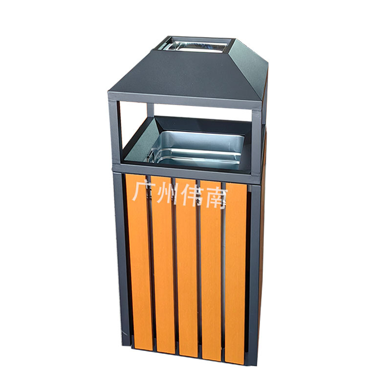 户外垃圾桶塑木防腐木边单桶室外环卫分类垃圾箱小区街道果皮箱