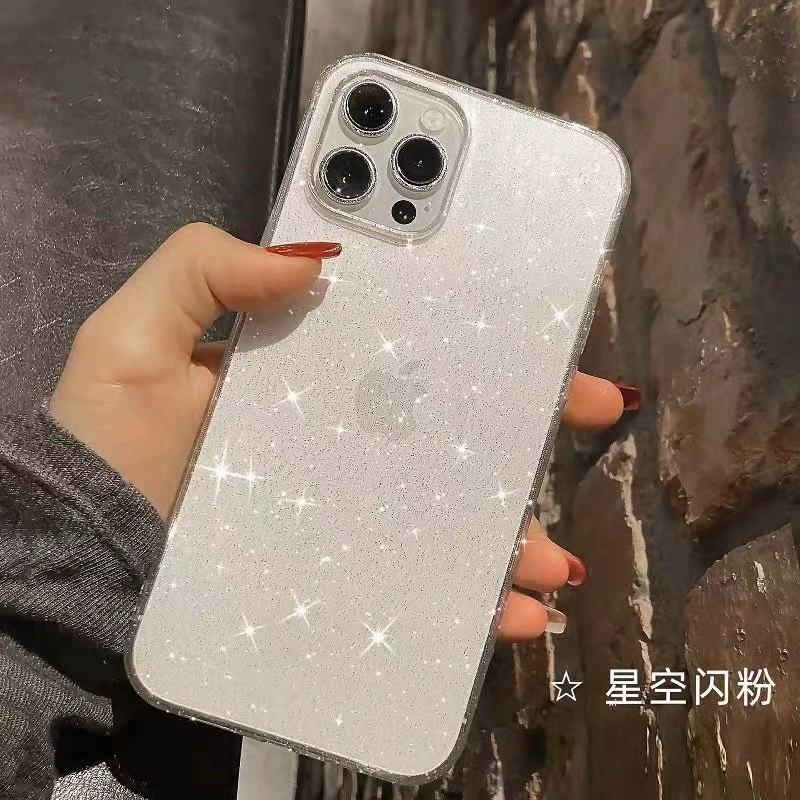 Звездное небо блестящий TPUчехол для мобильного телефона 16pro подходит для iPhone15 мягкий корпус 13mini милый люкс 12 прозрачный 11