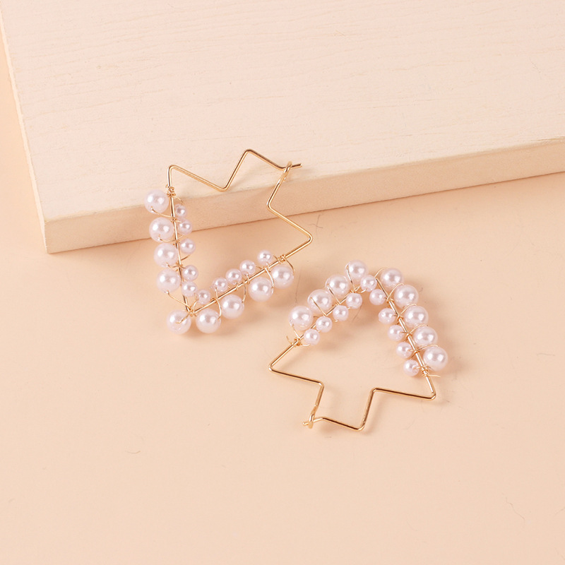 3g Weight Earrings Classification Wedding, Travel Occasion Women'S Gender Gold Color Fashion Geometric Arrow Tassel Pearl Earrings 3