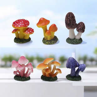 Cross-border micro-landscape simulation mushroom model ornaments resin crafts moss fleshy garden aquarium decorations