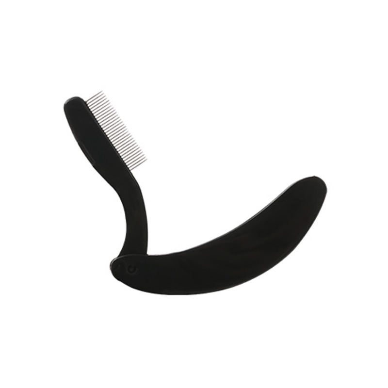 Peine de acero portátil plegable aguja de acero peine de pestañas cepillo de pestañas de acero mango de plástico curvado cepillo de pestañas